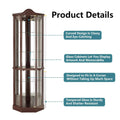 71.93''Tall Corner Display Cabinet with Lighted for Living Room,Corner Display Cabinet with Tempered Glass Doors &, Customized
