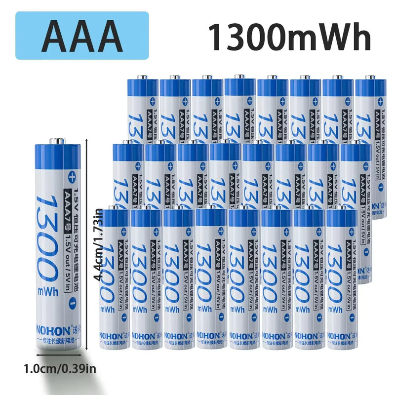 NEW Nohon Rechargeable Battery 1.5V AA 3600mWh AAA 1300mWh Original Li Batteries With Charger for Clock Video Radio Game Camera