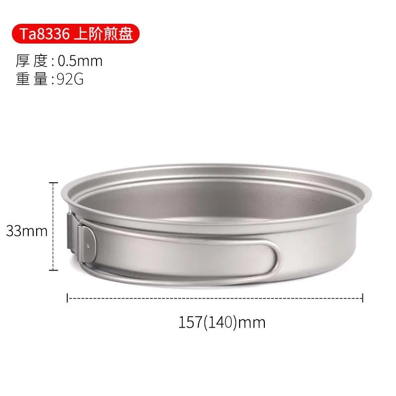 Camping Titanium Fry Pot 350ml 500ml Ultralight Cooking Pan Small Folding Handle