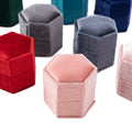 Velvet Hexagon Single Slot Ring Box For Engagement Wedding Keepsake Case Bridal Photo Jewelry Exhibitor Storage Display Selling