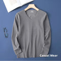Double-Sided Deroing Men's Long Sleeve V-Neck Thermal Top Seamless Comfortable Cotton Knitted Base Layer Shirt Casual Fashion