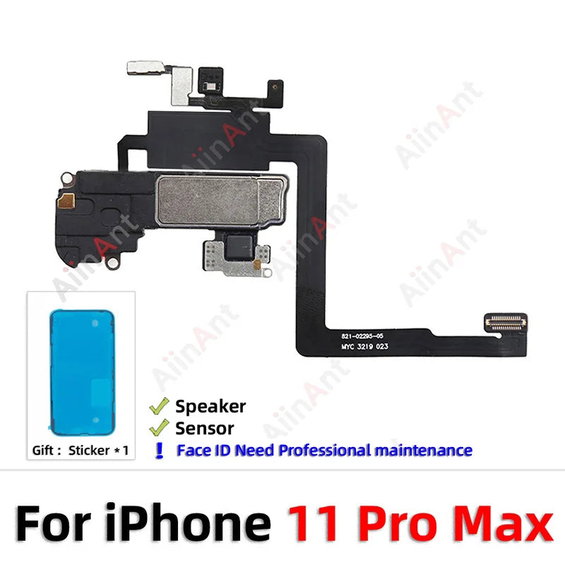 Waterproof Sticker + Flex For iPhone 11 Pro X Xr Xs Max 7 8 Plus Phone Top Proximity Sensor Ear Earpiece Speaker Flex Cable