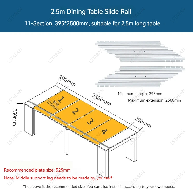 Hidden Folding Table Telescopic Guide Rails Aluminum - View 7 | SAMAG