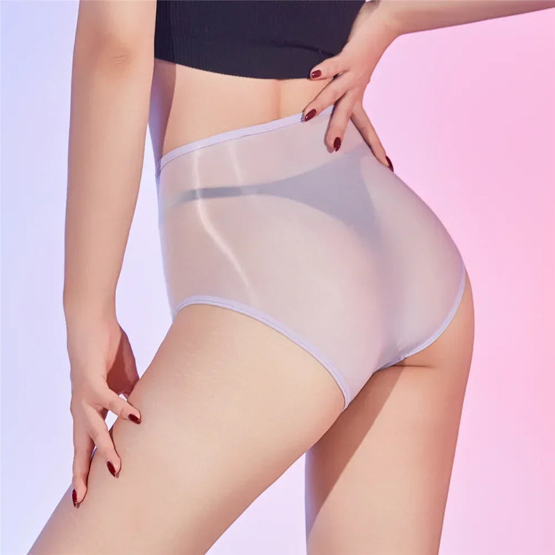 Sexy Unisex Oil Shiny Sheer See Through Boxer High Elastic Safety Short Smooth Bottom Wear Glossy Ultrathin Underwear Slim  Body