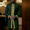 White Kaunda Suit Tuxedo Outfits Summer Short Sleeve Tops Pants with Pockets African Ethnic Casual Clothing Men Tuxedo 2PCS Suit