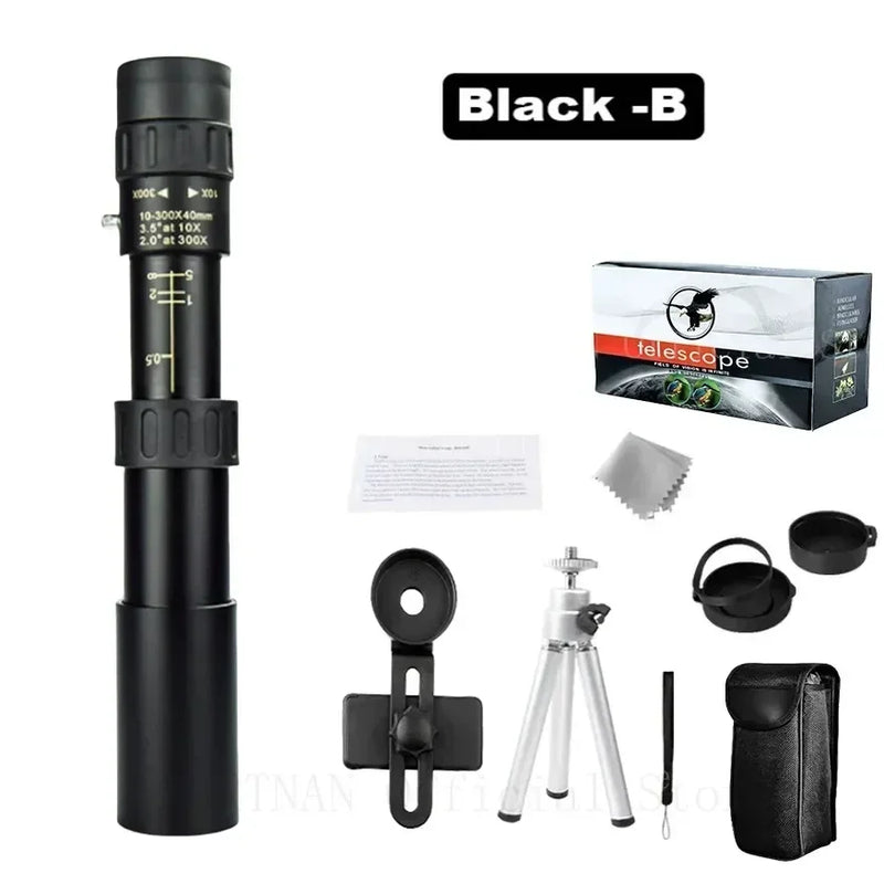 Professional HD Monocular Telescope 10-300x40 Zoom Long Range Portable for and Outdoor Camping Tourism