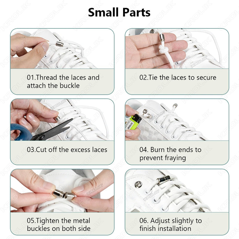 No Ties Lock Shoelaces Sneakers Elastic Shoelace Tie Free Shoe Lazy Laces Capsule Metal Lock Quick Shoe Strings for Adult Kids