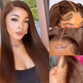 Dark Brown Lace Front Human Hair Wigs Bone Straight HD Lace Wigs Chocolate Brown Glueless Wigs Human Hair Realy 180% Density