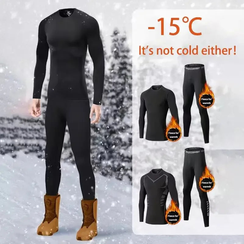 Men's Thermal Underwear Set, 2-piece Tight-fitting Long Underwear Set, Winter Cold Weather Protective Set Elastic and Breathable