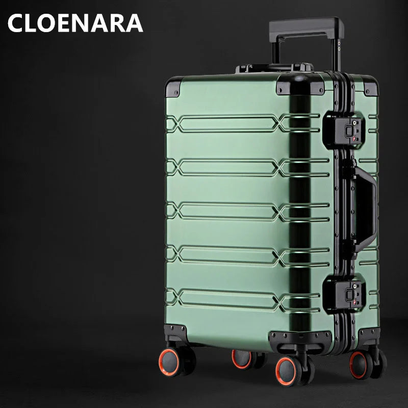 COLENARA All Aluminum Magnesium Alloy Luggage 20 Inch Cabin Rolling Metal Password Box 28 Inch Large Capacity Travel Suitcase