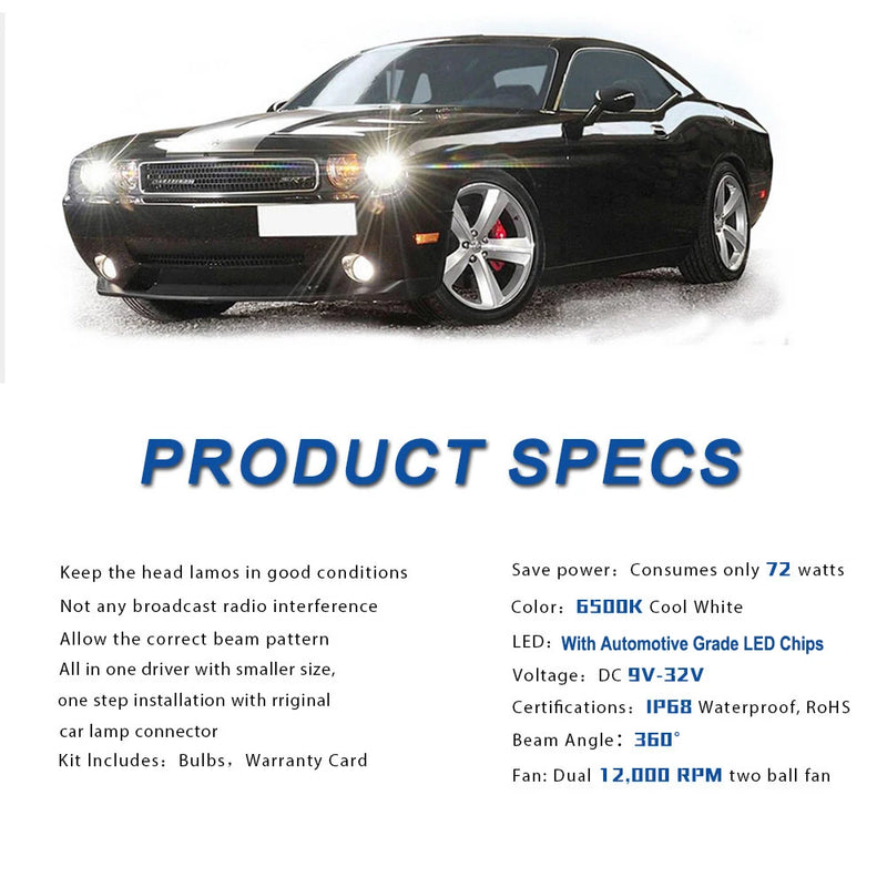 NIGHTEYE Super Bright Car Headlights H7 LED H4 led H8/H9/H11 HB3/9005 HB4/9006 Auto Bulb 72W 9000LM Automobiles Headlamp 6500K