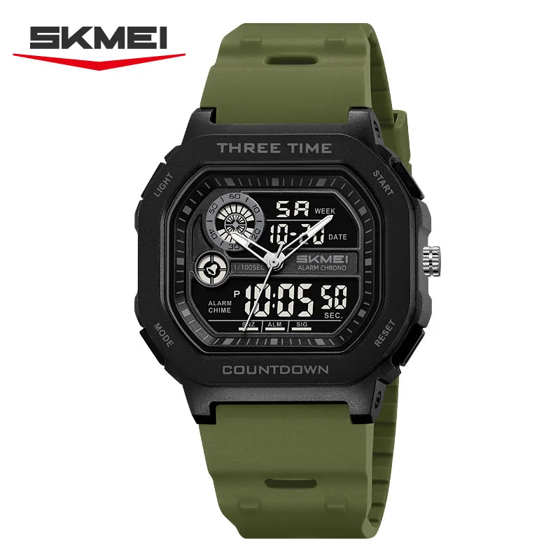 SKMEI 2641 Military Countdown Mens Wristwatches Chrono Alarm Watches Dual-display Digital Watch for Men Waterproof Relojes
