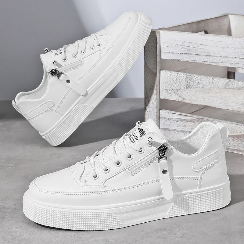 Men's Street Fashion Skateboard Shoes Versatile Sport Casual Sneakers Youth College Style White Shoes
