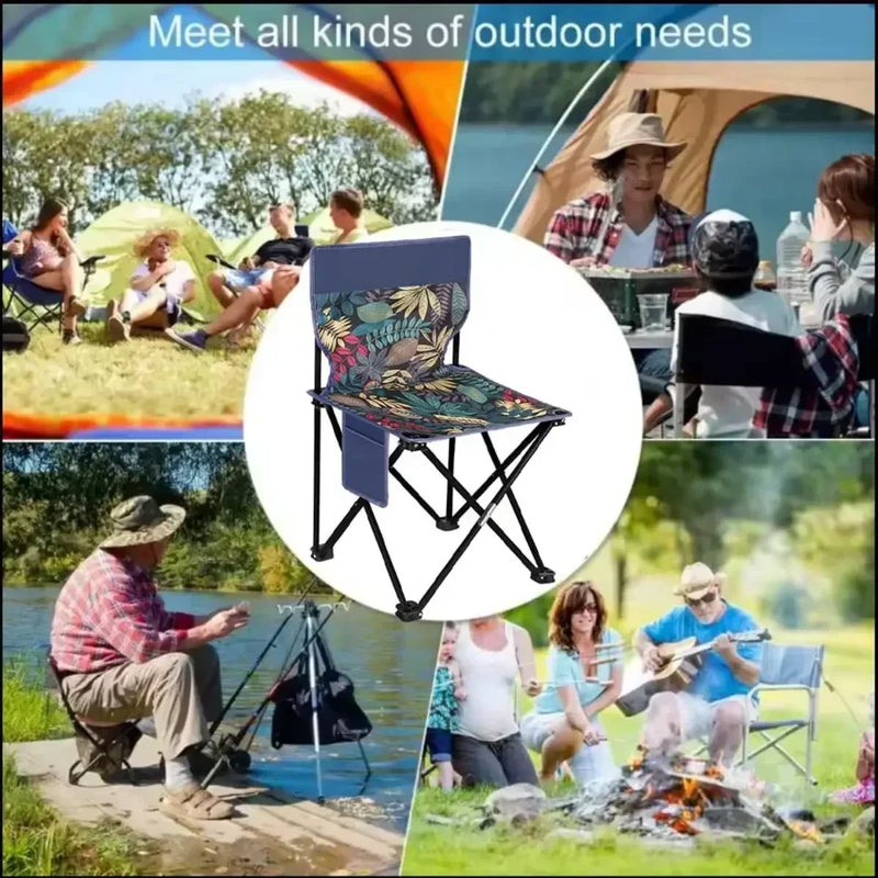 Outdoor Foldable Chair Camping Chair with Side Pocket Picnic Oxford Cloth Chairs Portable Beach Fishing Chairs Outdoor Chair