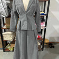 Women Two Piece Skirt Set Women Puff Sleeve Lapel Blazer Coat High Waist Pleated Midi Skirt Suit Autumn Lady Formal Outfit