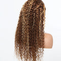 30 32 Inch 13x4 13x6 HD Highlight Ombre Curly Lace Frontal Human Hair Wigs Honey Blonde Colored Deep Wave Frontal Wigs For Women