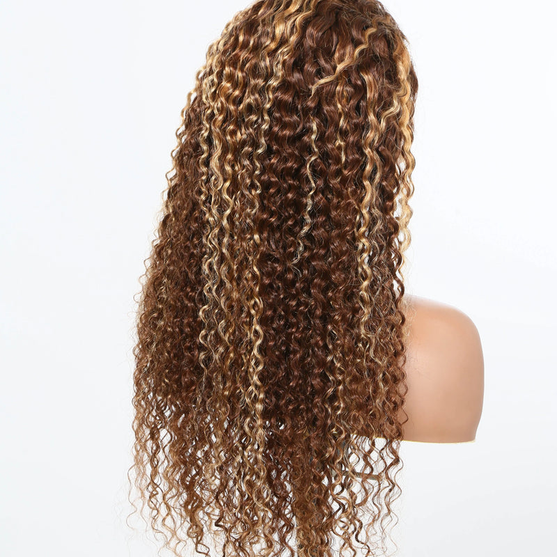 30 32 Inch 13x4 13x6 HD Highlight Ombre Curly Lace Frontal Human Hair Wigs Honey Blonde Colored Deep Wave Frontal Wigs For Women