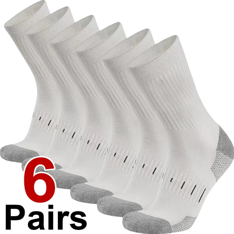 6 Pairs Men High Tube Round Neck Work Socks Moisture | SAMAG