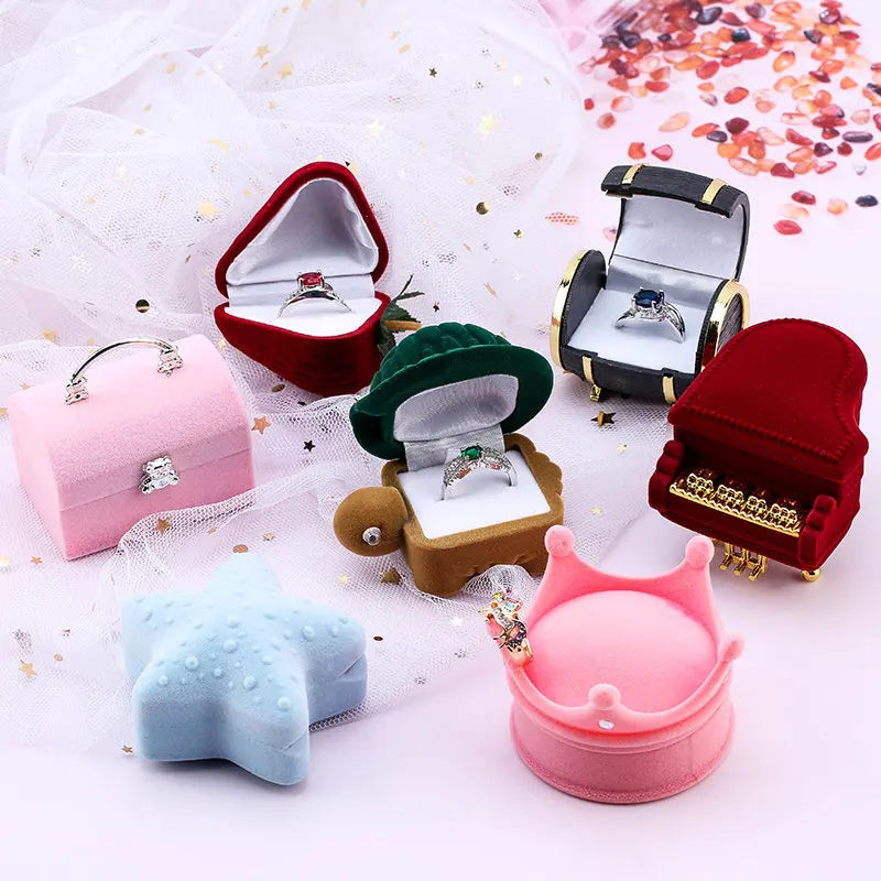 One Piece Velvet Jewelry Box Gift Box Container Wedding Ring Box Ring Case Earrings Holder For Jewelry Display & Gift Package
