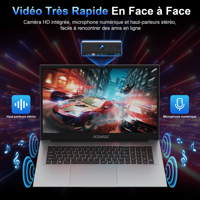 KAMRUI Laptop 18.5" Intel N150 16GB DDR4 512GB M.2 SSD 3.7GHz Windows11 PRO WiFi5 Desktop Notebook Computer