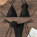 Sexy Flower Bandeau Swimwear Thong Bikini Women Lace-up | SAMAG