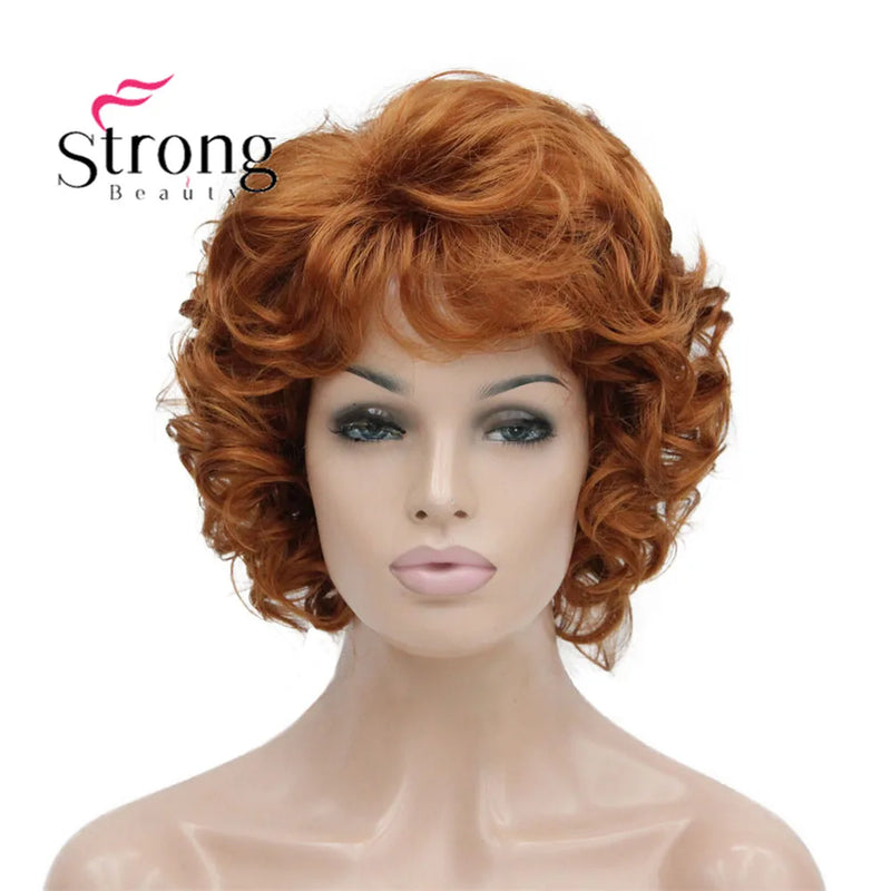 StrongBeauty Short Wig Soft Tousled Curls Blonde Highlights Full Synthetic Wigs COLOUR CHOICES