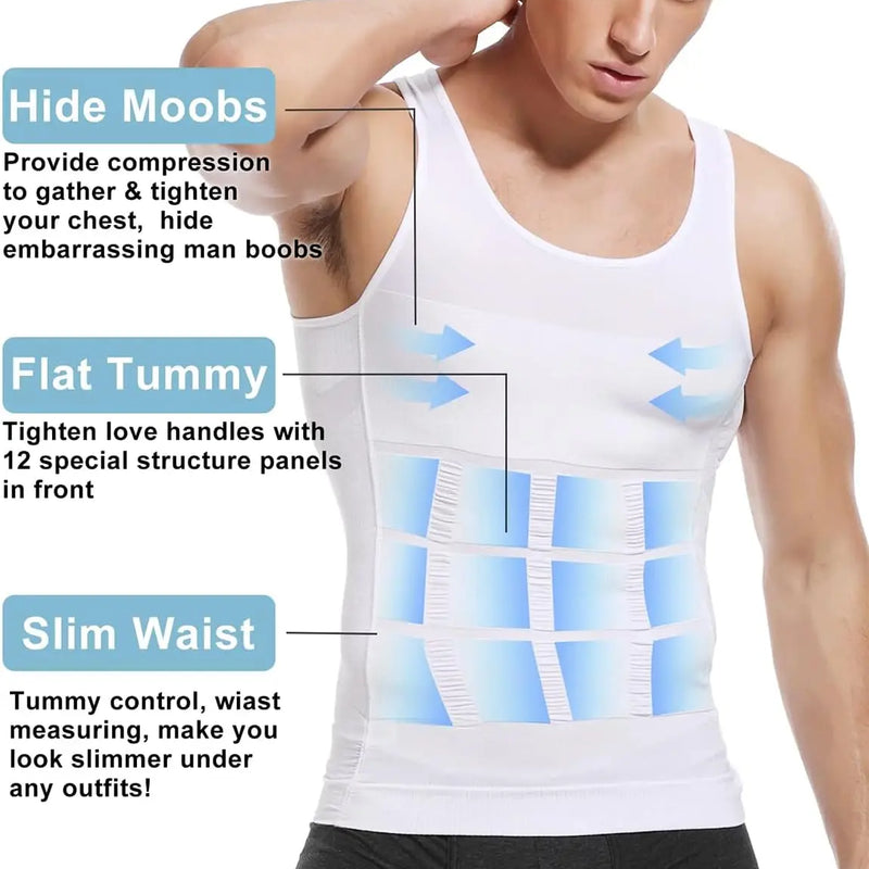 Striped Compression Belt Shaper Vest Men's Tummy Control Sleeveless Top Slim Fit Slimming Elastic Sports Bottoming Underwear New