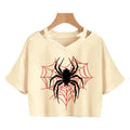 Women 's Sexy Cropped T Shirt Woman Graphic Gothic Spider Printed Tshirt Spring Summer Vintage Crop Tops 90s Clothes