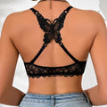 Women Lace Beauty Back Bra Front Closure Push Up Brassiere Breathable Mesh Back Wing Underwear Top