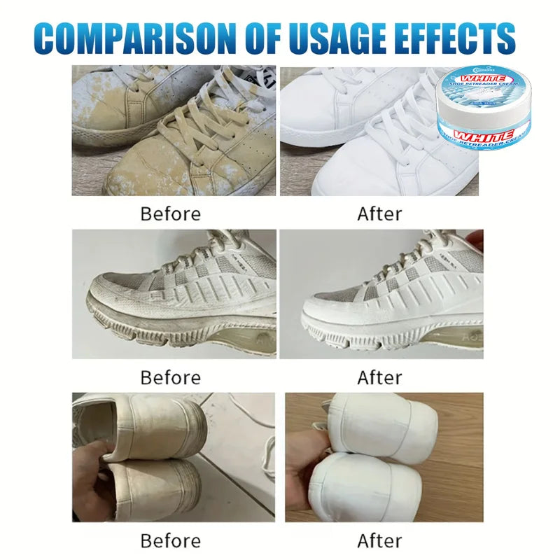 White Shoe Polish Cream Sneaker Cleaner and Shine Restorer for White Sports Shoes Leather and Canvas