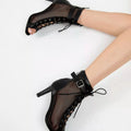 Summer Dance Heels Breathable Mesh 9.5cm 7cm Stable Heel Rubber Sole Suede Sole Customized Salsa Latin Party Team Dance Shoes