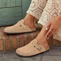 Asgard Women Suede Clogs Genuine Leather Mules Adjustable Buckle with Comfort Cork Footbed and Arch Support Aldult Potato Shoes
