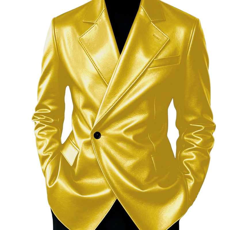 Men's Leather Blazer Slim Fit Faux Suit Jacket Formal - View 22 | SAMAG
