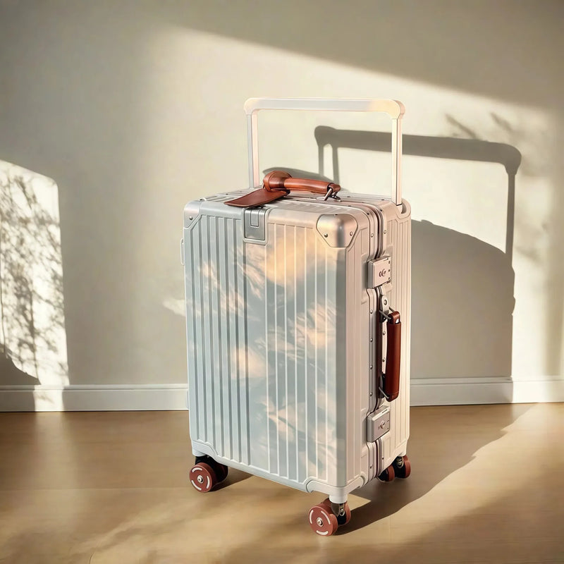 BunnyFly Wide Handlebar Travel Trolley Suitcase with Colorful Silent Wheels TSA Lock Rolling Luggage Large Capacity PC Material