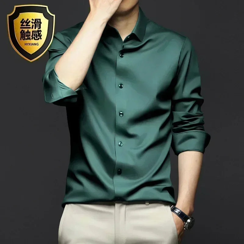 S-6XL Men's Long Sleeve Shirt Luxury Wrinkle Resistant | SAMAG