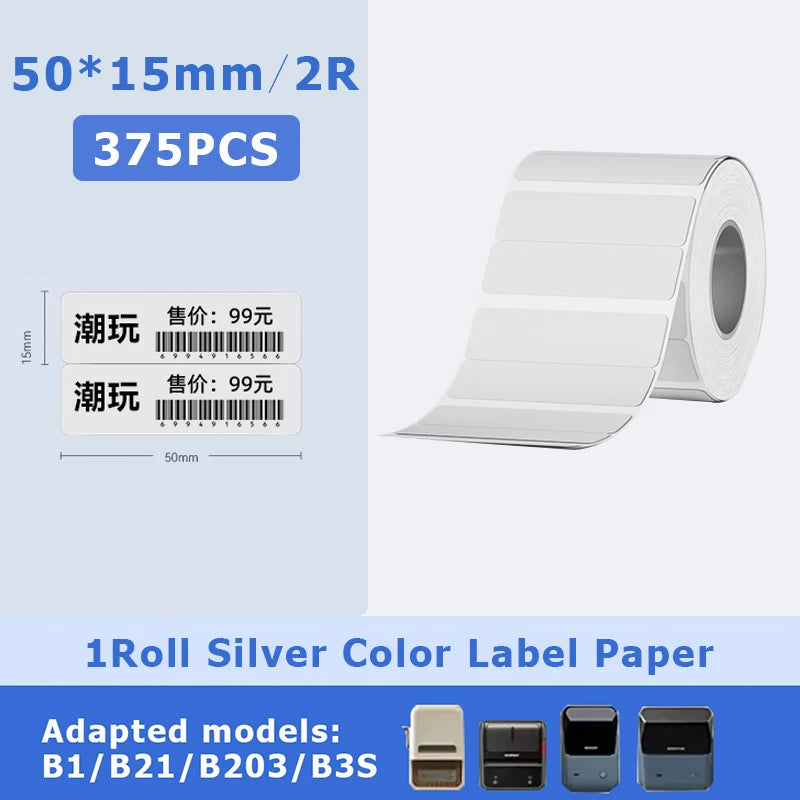 Niimbot B21/B1/B31/B203/B3S Matte Silver Thermal Label Sticker Paper Clothing Tag Commodity Price Food Self-Adhesive