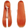 80cm Long Synthetic White Purple Cosplay Wigs Green Hair Straight Silver Wig Pink Hairpiece Lolita Wig with Bangs