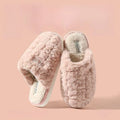 Women's Winter Plush Slippers - Thick Sole Fleece-Lined House Shoes, Anti-Slip Durable Indoor/Outdoor Warm Cotton Home Slides