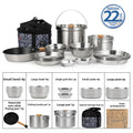 CLS&NOBANA Newset Outdoor Camping Stainless Steel 14PCS 22PCS Triple Stencorpel Set Camping Dinware Bowl Pot Set Household Pot