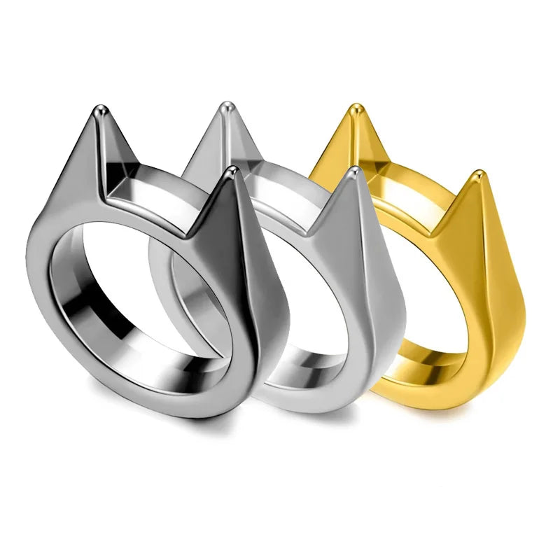 Women Men Cute Cat Ear Rings Self Defense Metal Knuckle - View 6 | SAMAG