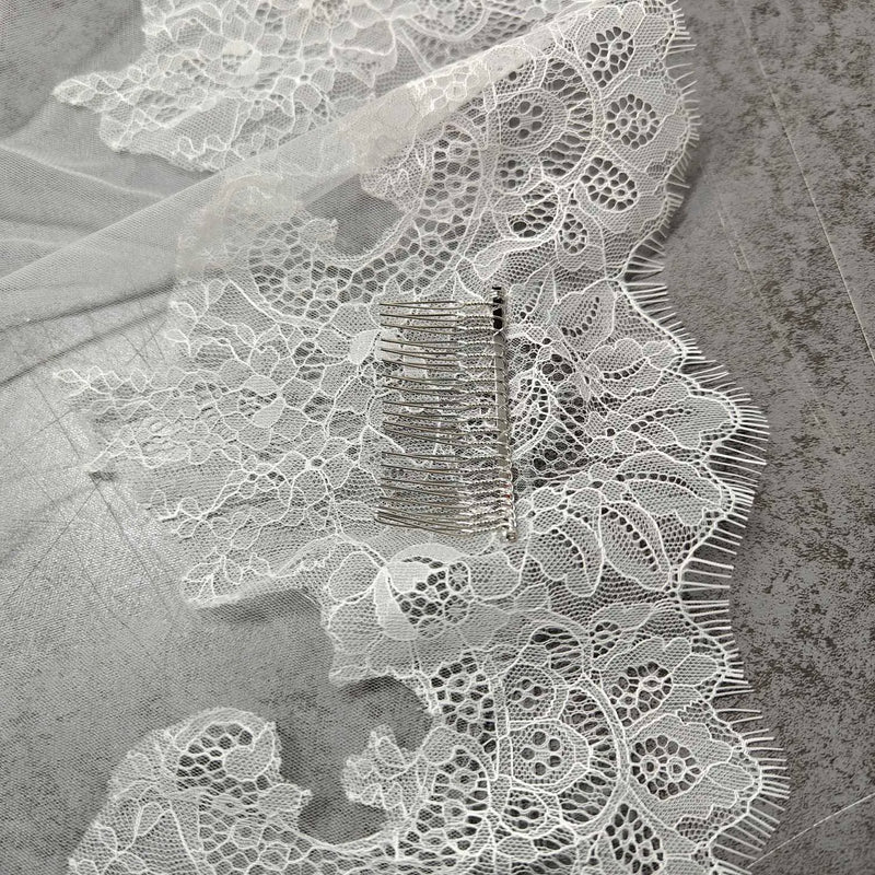 Customized Long Mantilla Veil with Eyelash Lace, 2.5m/3m - View 6 | SAMAG