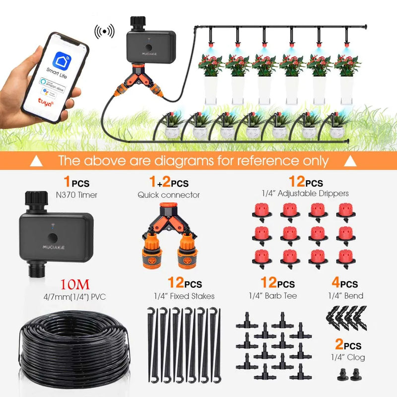 30-10m Garden Dual-band WiFi Timer Irrigation Set Supports Intelligent Voice Function APP Control Lawn Automatic Watering System