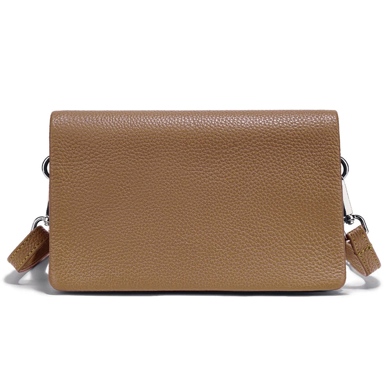 Zency New Soft Plain Color Leather Bag Multiple Pockets Women's Bag Genuine Leather Shoulder Crossbody Versatile Commuting Bag