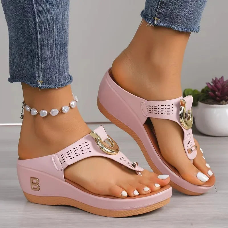 Women's Slippers 2024 Summer New Rome Wedges Causal Platform Beach Slippers Female Plus Size 43 Comfortable Ladies Slides