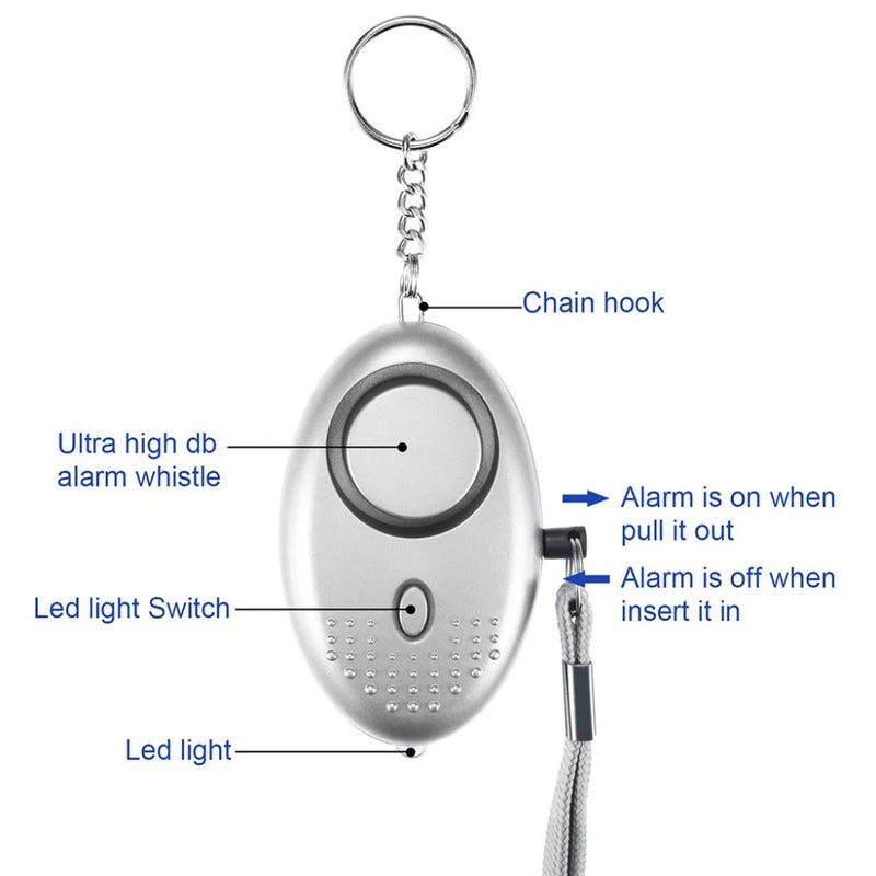 Personal Alarm With LED Light 130DB Anti Lost Wolf Self-Defense Safety Attack Emergency Alarms For Women Kids Elder