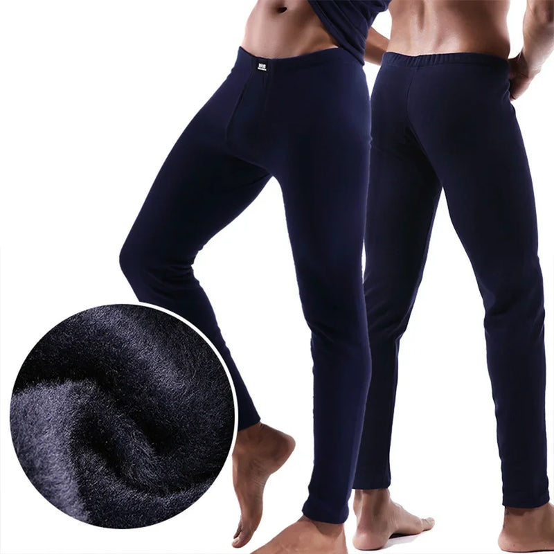 Modal autumn and winter men's fleece thickened slim-fitting cotton pants youth single-piece leggings, long johns, thermal pants