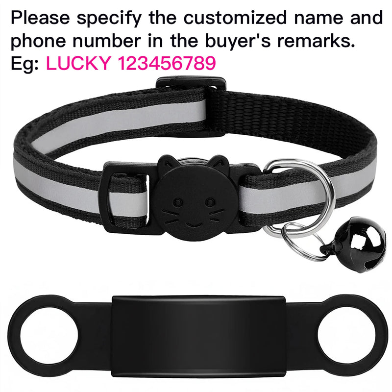 Customized Pet Collar Reflective Cat Collars Free Engraved Puppy Kitten Pet ID Nameplate Necklace With Bell Anti-lost For Cats