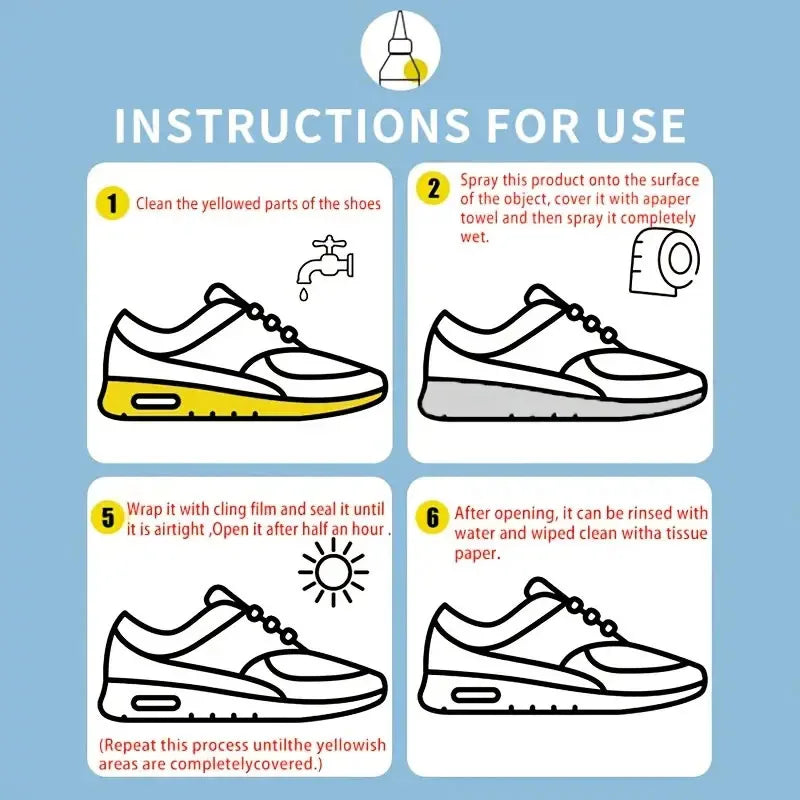 Shoe Yellowing Removal - Shoes Hair Yellow, Sole, Sneakers, Canvas Shoes, Shoes Turning Yellow, Shoe Care, Removing Yellow,100ml
