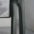Women High Waisted Wide Leg Office Trousers, Solid Black - View 6 | SAMAG