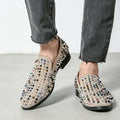 Luxury Fashion Genuine Leather Men’s Dress Shoes Rivet Rhinestone Patchwork Casual Shoes Male Flats Loafers Homecoming Wedding Dress Prom Zapatillas Hombre